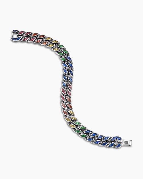 Mens Curb Chain Bracelet in Sterling Silver, 11.5mm