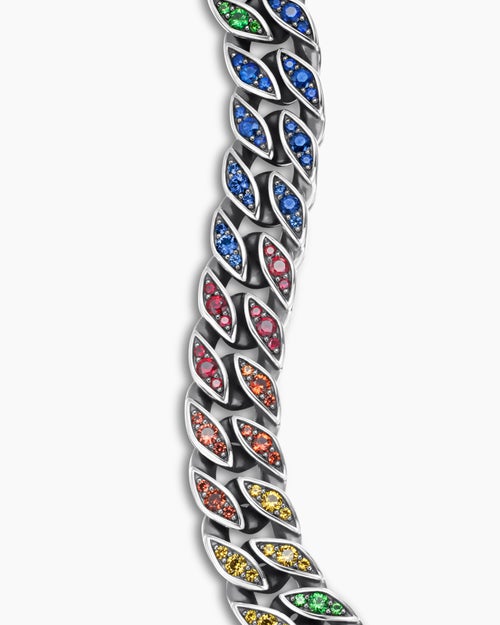 Mens Curb Chain Bracelet in Sterling Silver, 11.5mm