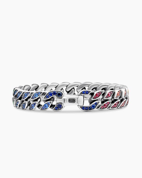 Mens Curb Chain Bracelet in Sterling Silver, 11.5mm