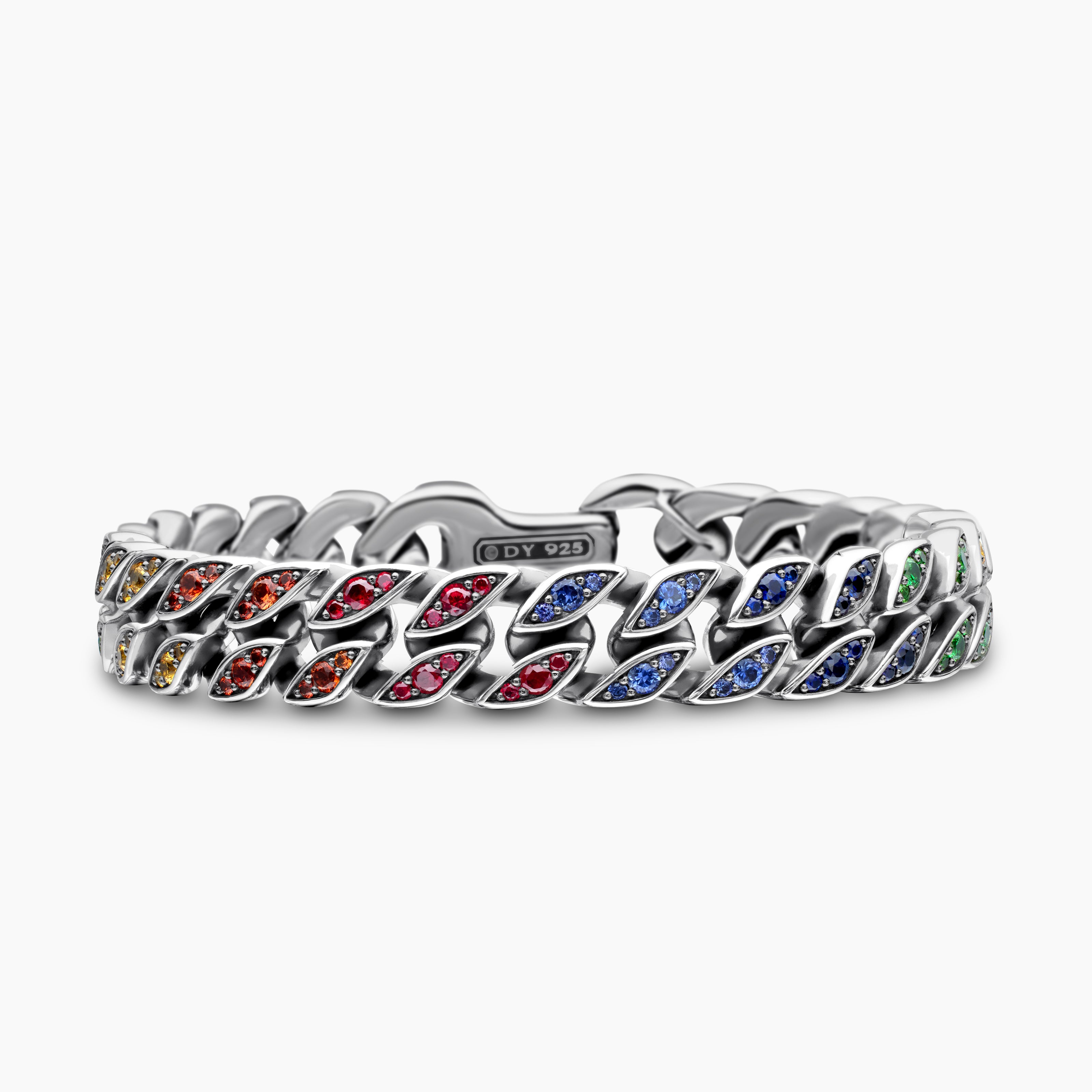 Mens Curb Chain Bracelet in Sterling Silver, 11.5mm