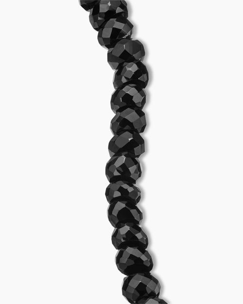 Mens Spiritual Beads Faceted Bracelet in Sterling Silver with Black Spinel, 5mm