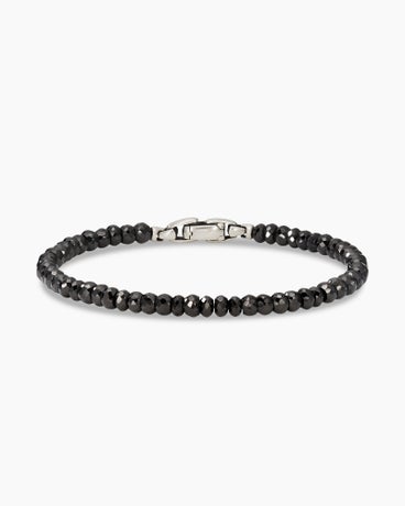Spiritual Beads Faceted Bracelet in Sterling Silver with Black Spinel, 5mm