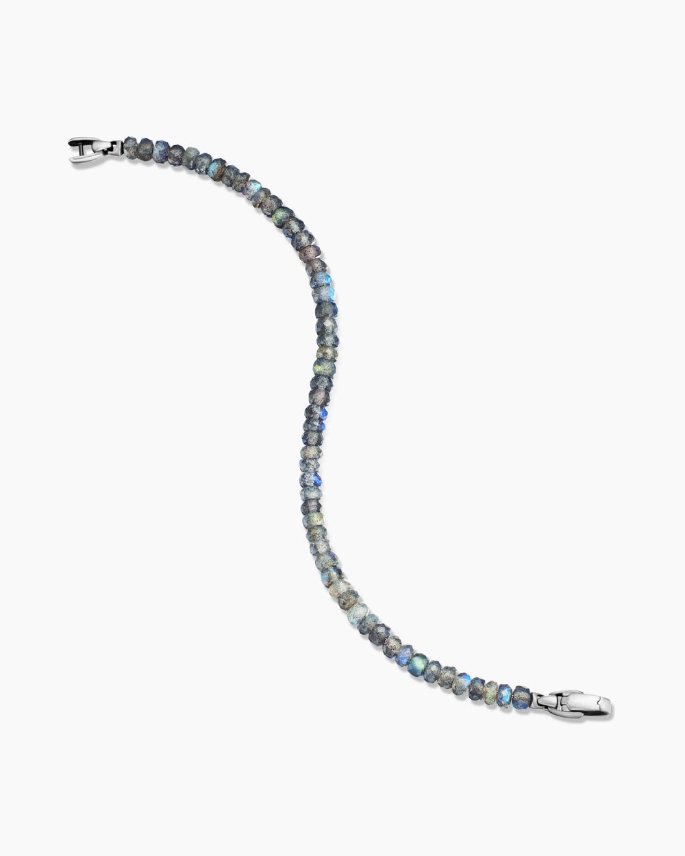 Mens Spiritual Beads Faceted Bracelet in Sterling Silver, 5mm