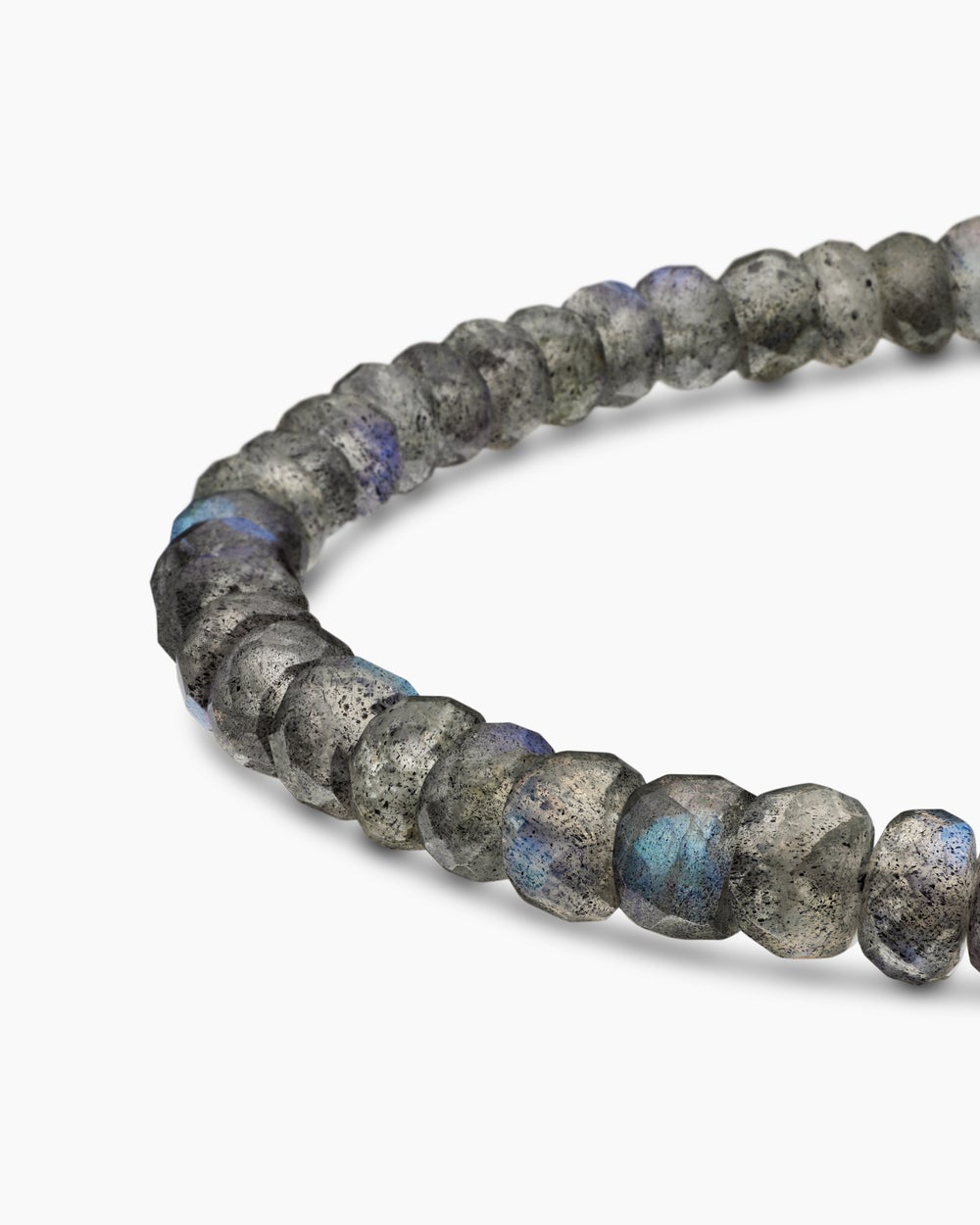 Mens Spiritual Beads Faceted Bracelet in Sterling Silver, 5mm