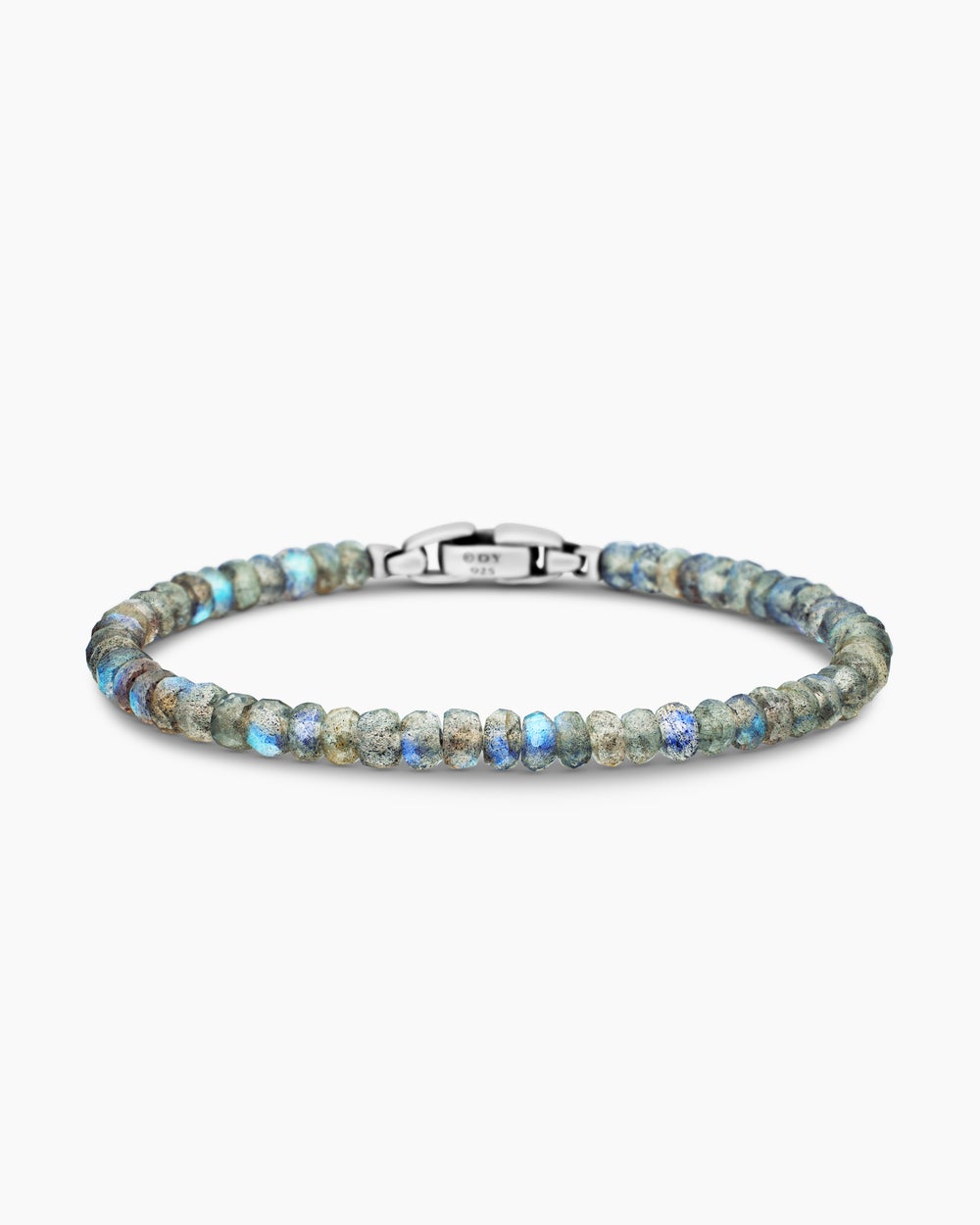 Mens Spiritual Beads Faceted Bracelet in Sterling Silver, 5mm