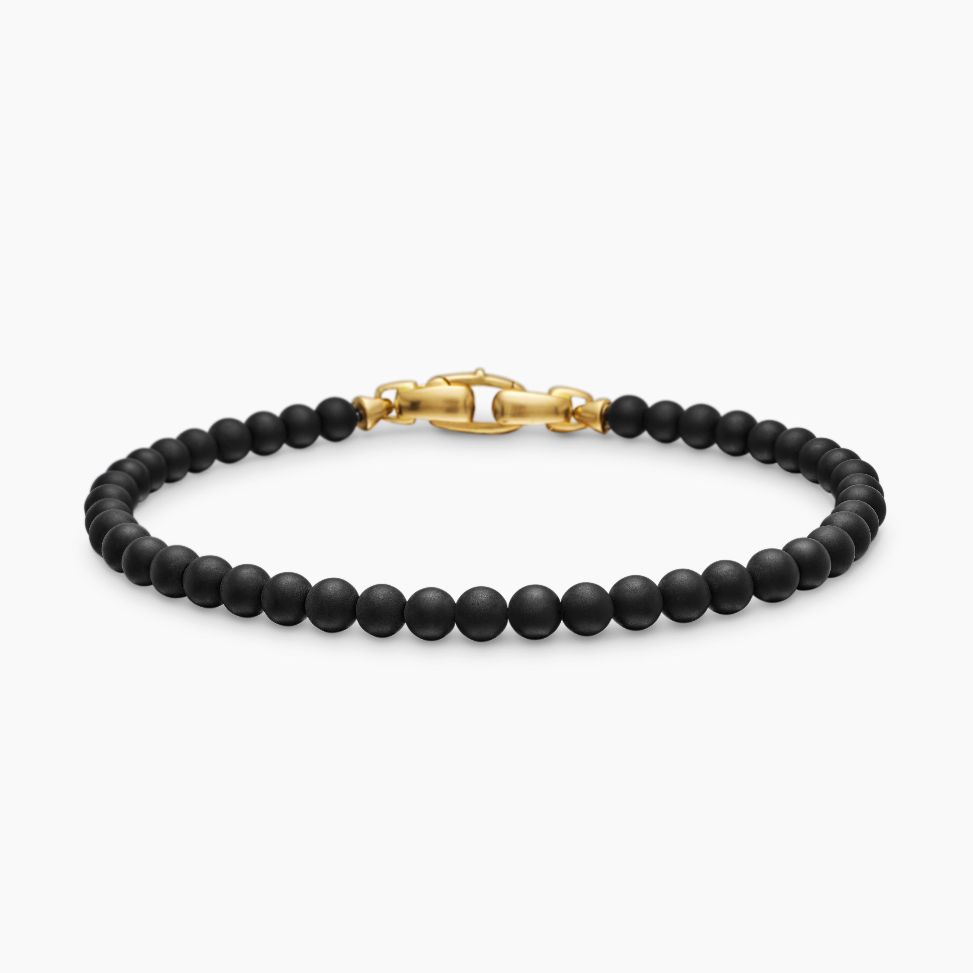 Mens Spiritual Beads Bracelet with 18K Yellow Gold, 4mm