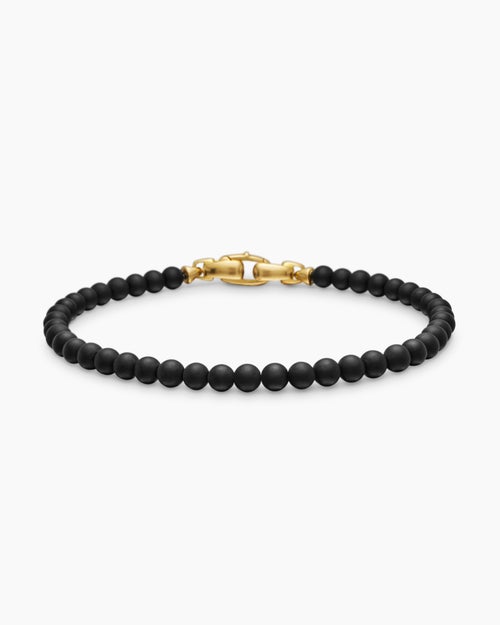 Mens Spiritual Beads Bracelet with 18K Yellow Gold, 4mm