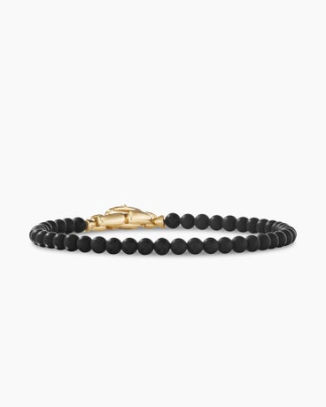 Spiritual Beads Bracelet with Black Onyx and 18K Yellow Gold, 4mm