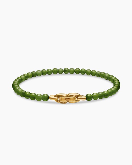 Mens Spiritual Beads Bracelet with 18K Yellow Gold, 4mm