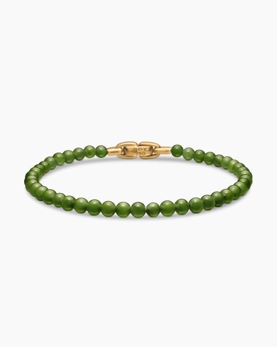 Spiritual Beads Bracelet with Nephrite Jade and 18ct Yellow Gold, 4mm