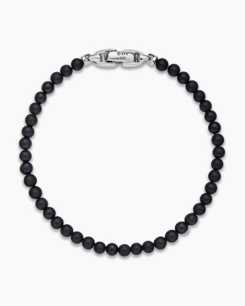 Mens Spiritual Beads Bracelet in Sterling Silver, 4mm