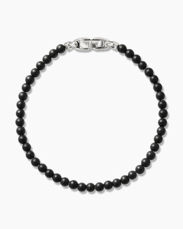 Spiritual Beads Bracelet in Black Onyx with Sterling Silver, 4mm