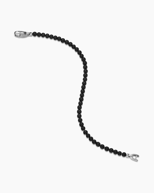 Mens Spiritual Beads Bracelet in Sterling Silver, 4mm