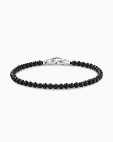 Spiritual Beads Bracelet in Black Onyx with Sterling Silver, 4mm