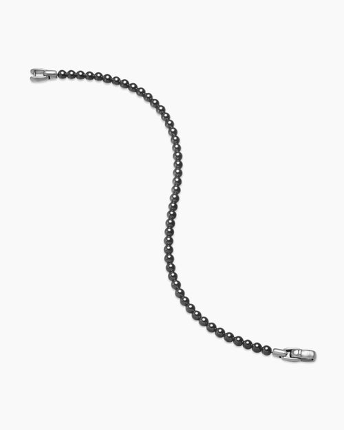 Mens Spiritual Beads Bracelet in Sterling Silver, 4mm