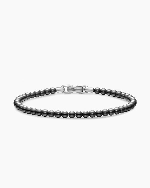 Mens Spiritual Beads Bracelet in Sterling Silver, 4mm