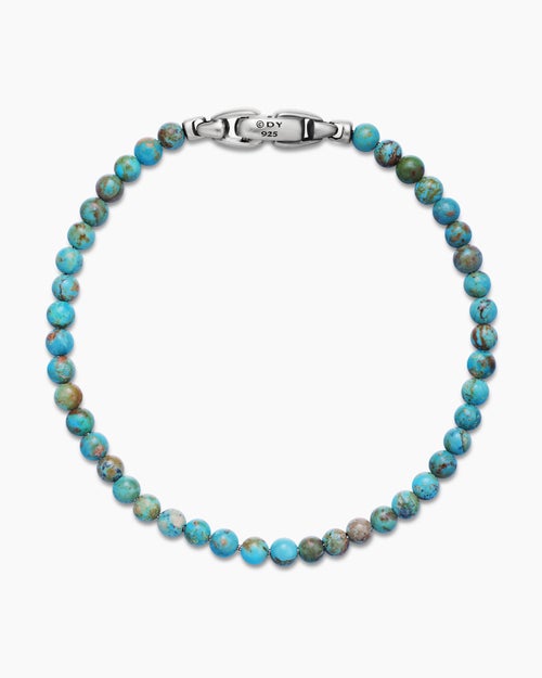 Mens Spiritual Beads Bracelet in Sterling Silver, 4mm
