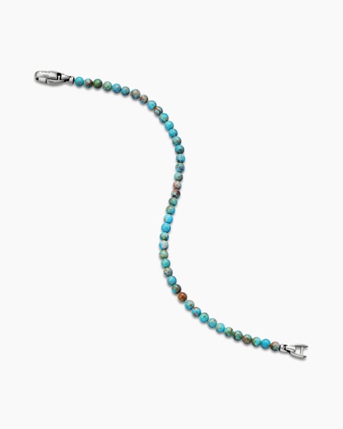 Mens Spiritual Beads Bracelet in Sterling Silver, 4mm