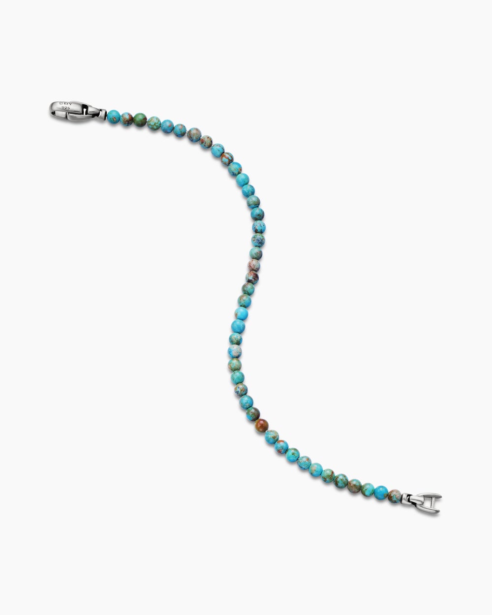 Mens Spiritual Beads Bracelet in Sterling Silver, 4mm