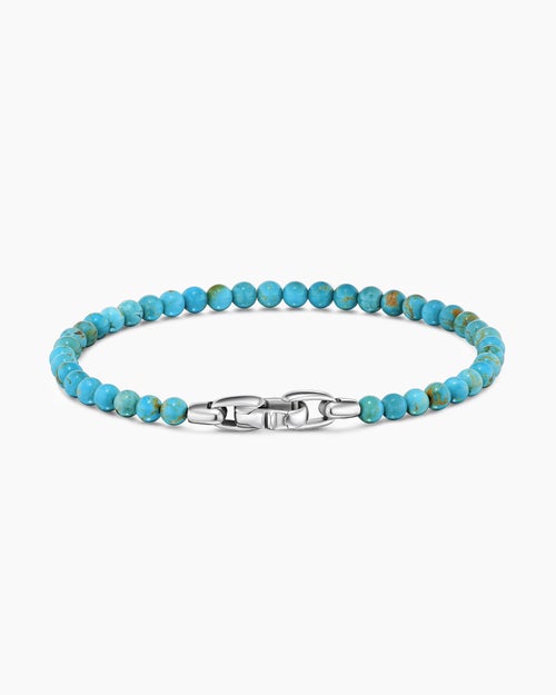Mens Spiritual Beads Bracelet in Sterling Silver, 4mm