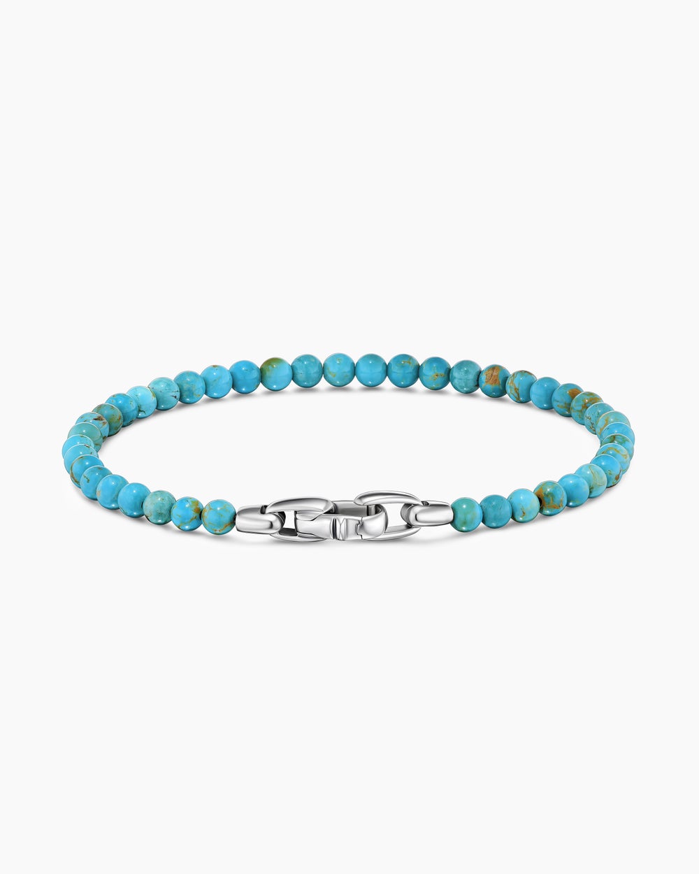 Mens Spiritual Beads Bracelet in Sterling Silver, 4mm