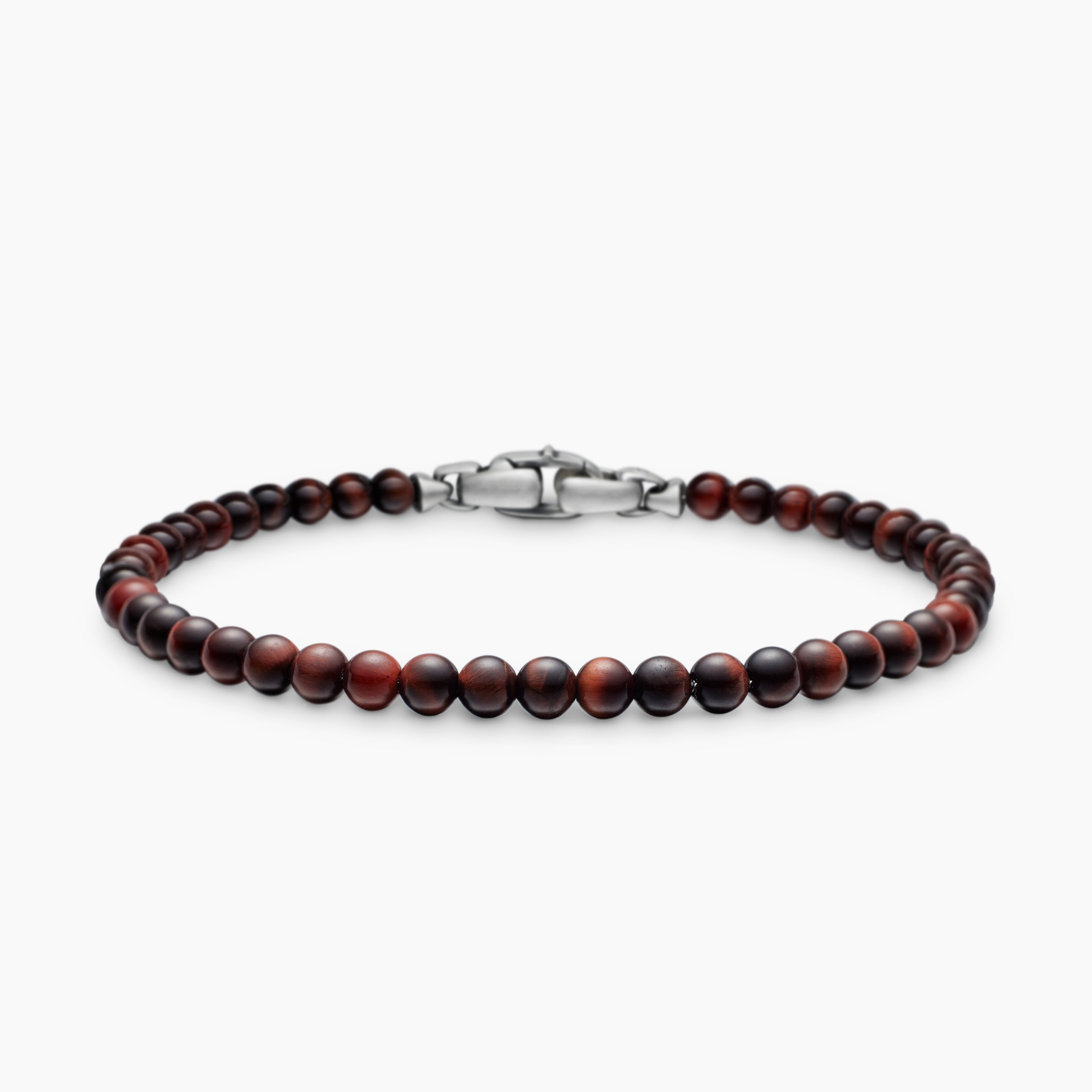 Mens Spiritual Beads Bracelet in Sterling Silver, 4mm