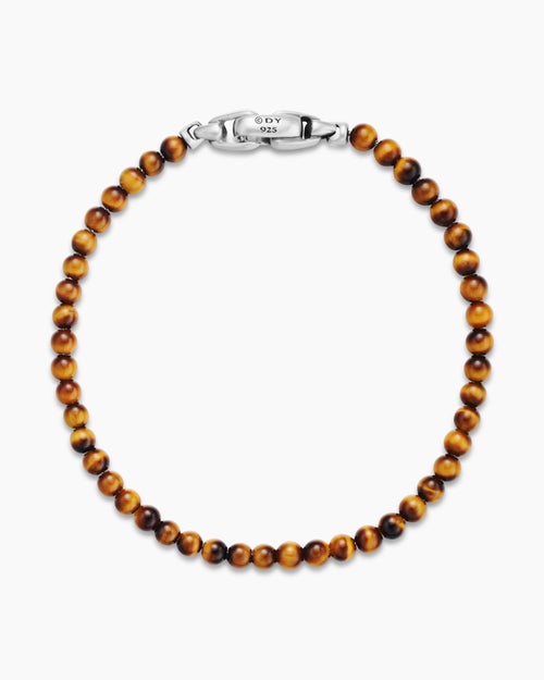 Mens Spiritual Beads Bracelet in Sterling Silver, 4mm