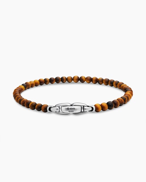 Mens Spiritual Beads Bracelet in Sterling Silver, 4mm