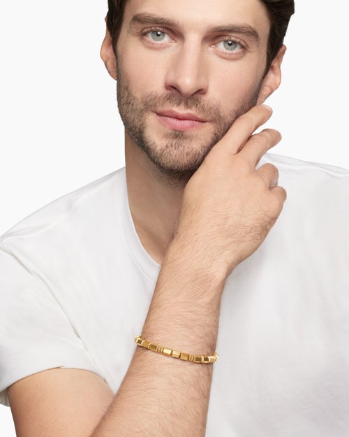 Mens Spiritual Beads Bracelet in 18K Yellow Gold, 6mm