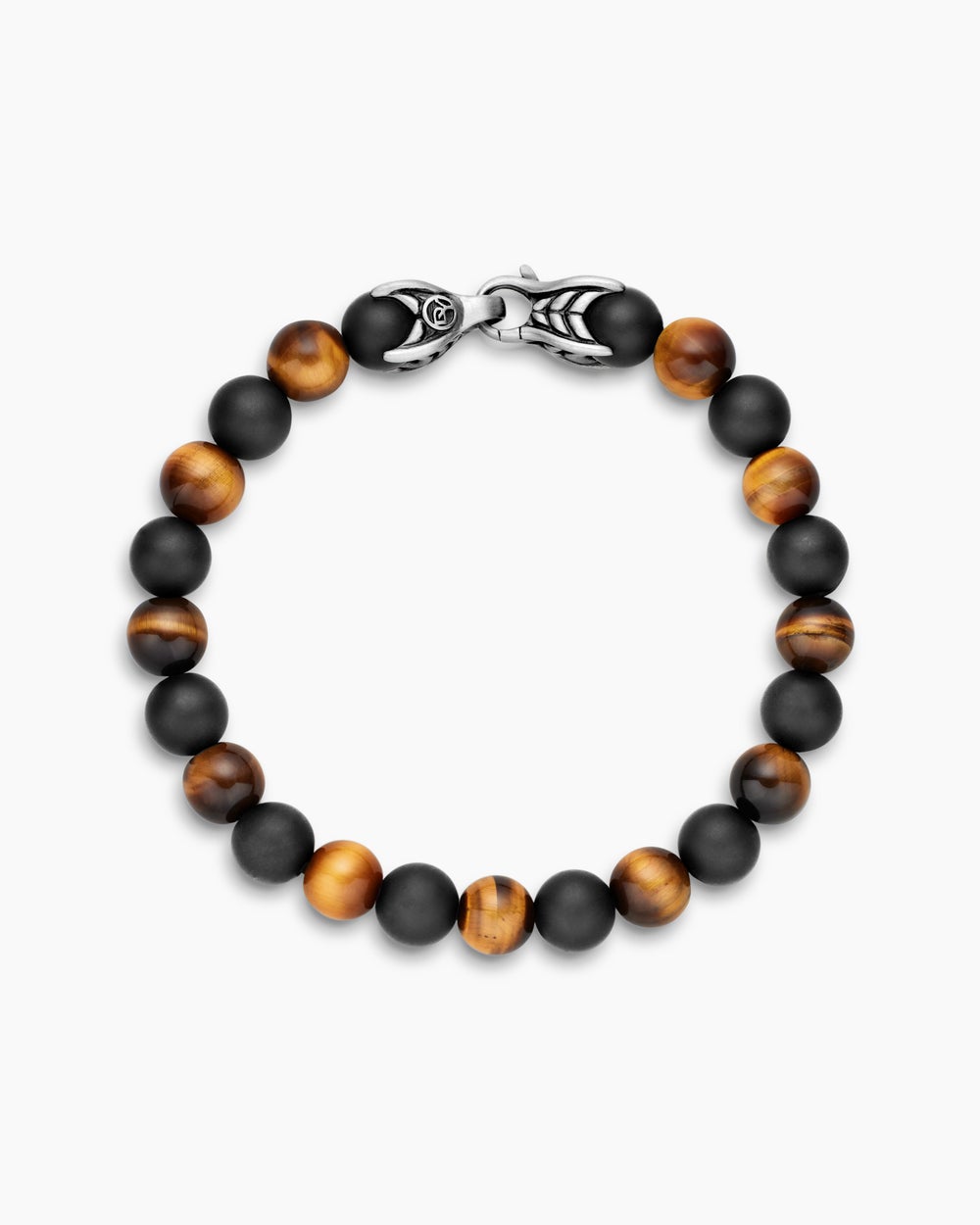 Mens Spiritual Beads Alternating Bracelet in Sterling Silver, 8mm