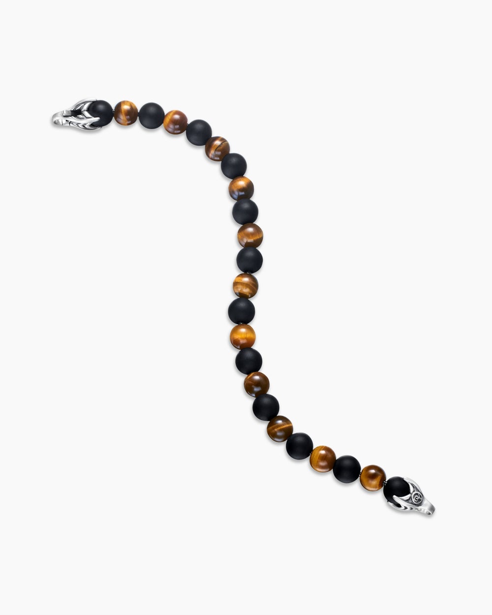Mens Spiritual Beads Alternating Bracelet in Sterling Silver, 8mm