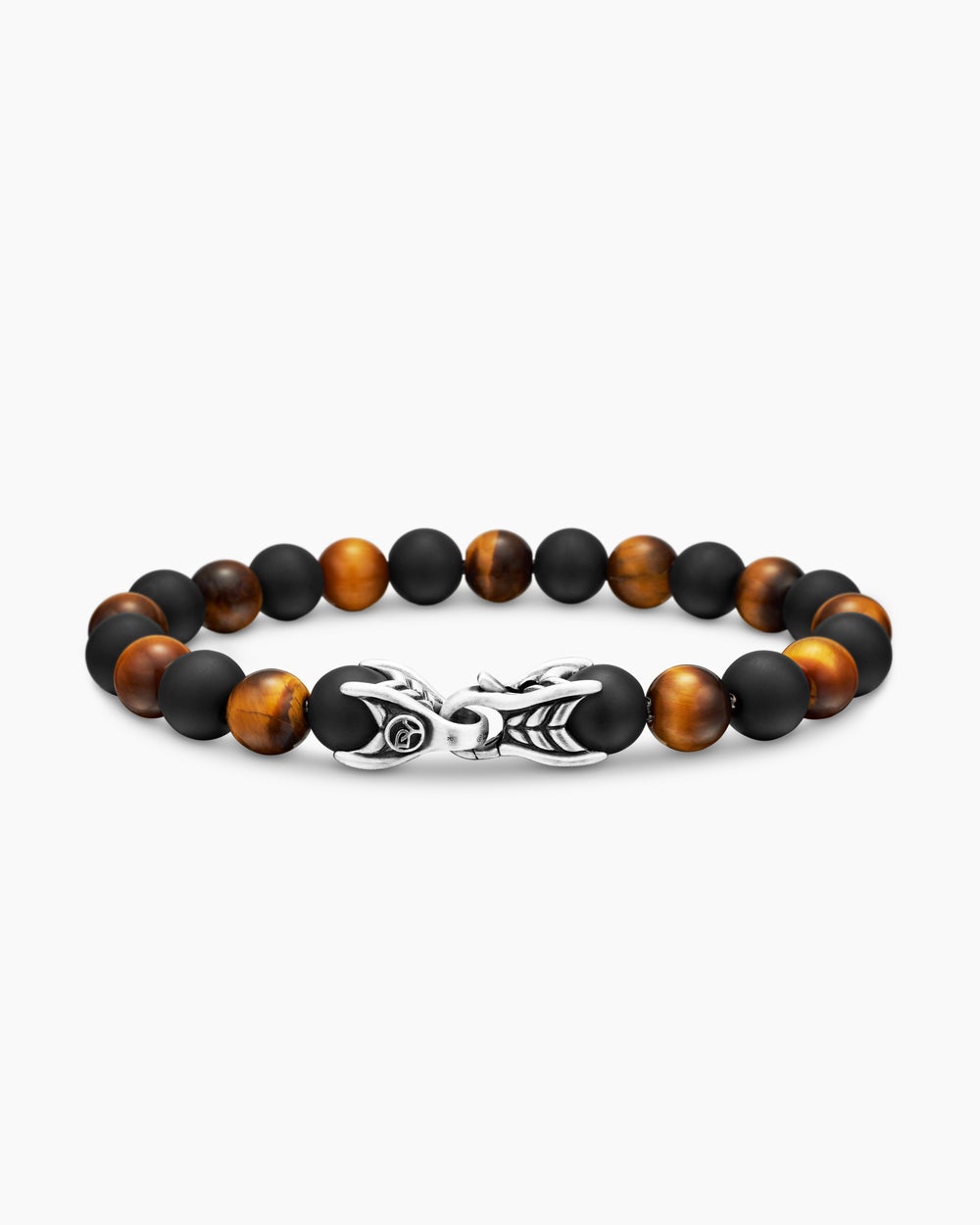Mens Spiritual Beads Alternating Bracelet in Sterling Silver, 8mm