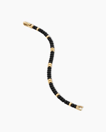 Bracelet perle Hex avec onyx noir et or jaune 18 carats, 6 mm