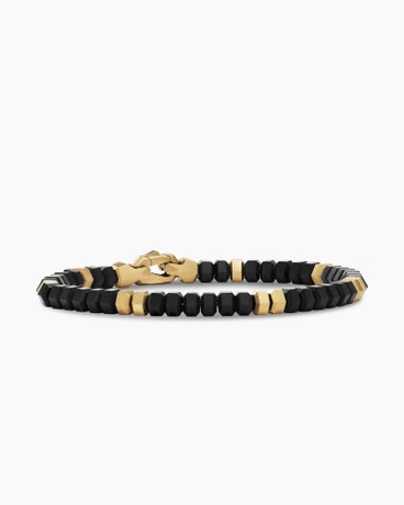 Hex Bead Bracelet with Black Onyx and 18K Yellow Gold, 6mm