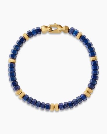 Hex Bead Bracelet with Lapis and 18K Yellow Gold, 6mm