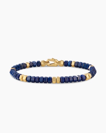 Hex Bead Bracelet with Lapis and 18K Yellow Gold, 6mm