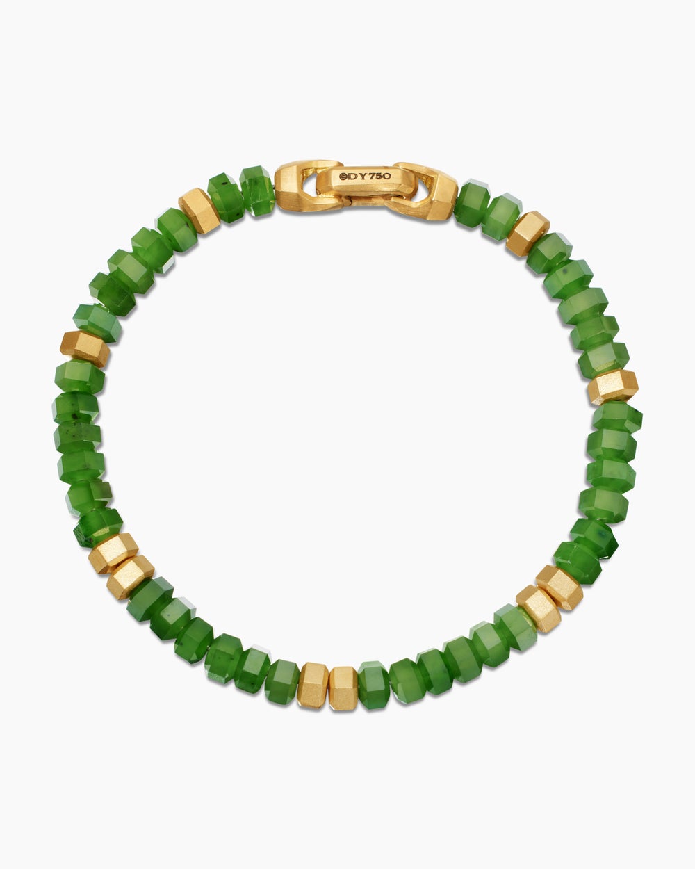 Mens Hex Bead Bracelet with 18ct Yellow Gold, 6mm