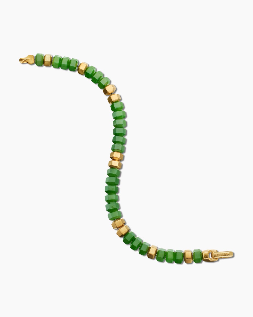 Mens Hex Bead Bracelet with 18ct Yellow Gold, 6mm
