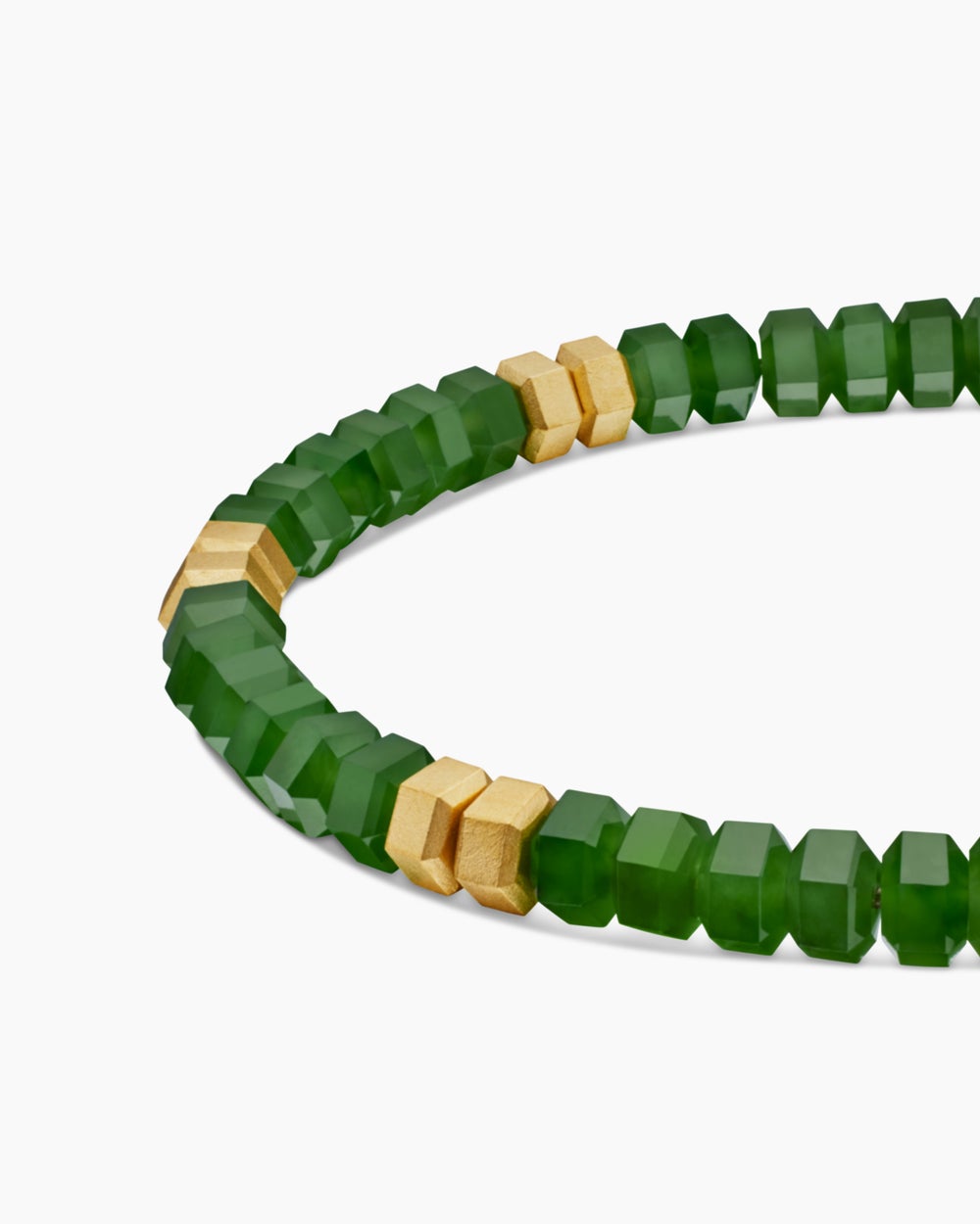 Mens Hex Bead Bracelet with 18ct Yellow Gold, 6mm