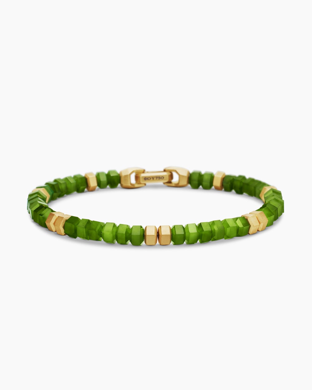 Mens Hex Bead Bracelet with 18ct Yellow Gold, 6mm