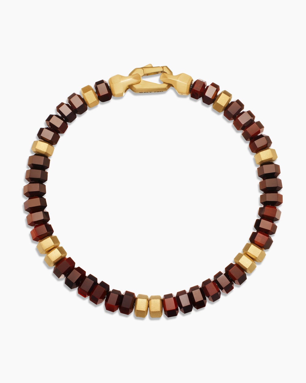 Mens Hex Bead Bracelet with 18K Yellow Gold, 6mm