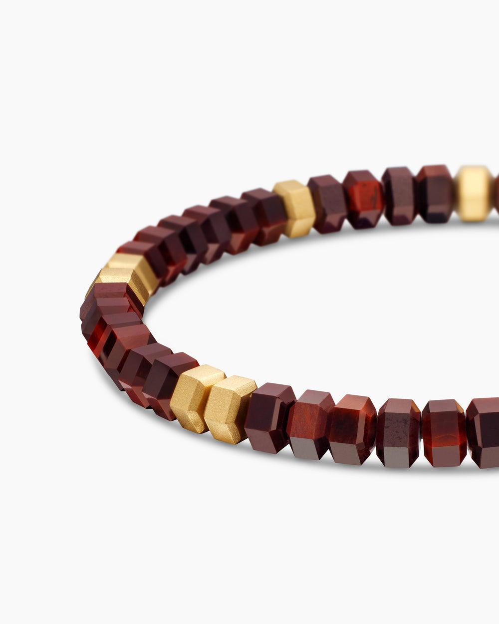 Mens Hex Bead Bracelet with 18K Yellow Gold, 6mm