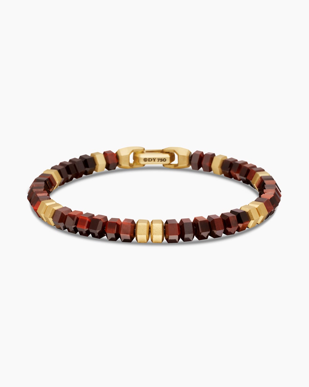Mens Hex Bead Bracelet with 18K Yellow Gold, 6mm