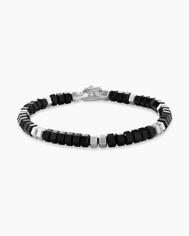 Hex Bead Bracelet in Sterling Silver with Black Onyx, 6mm