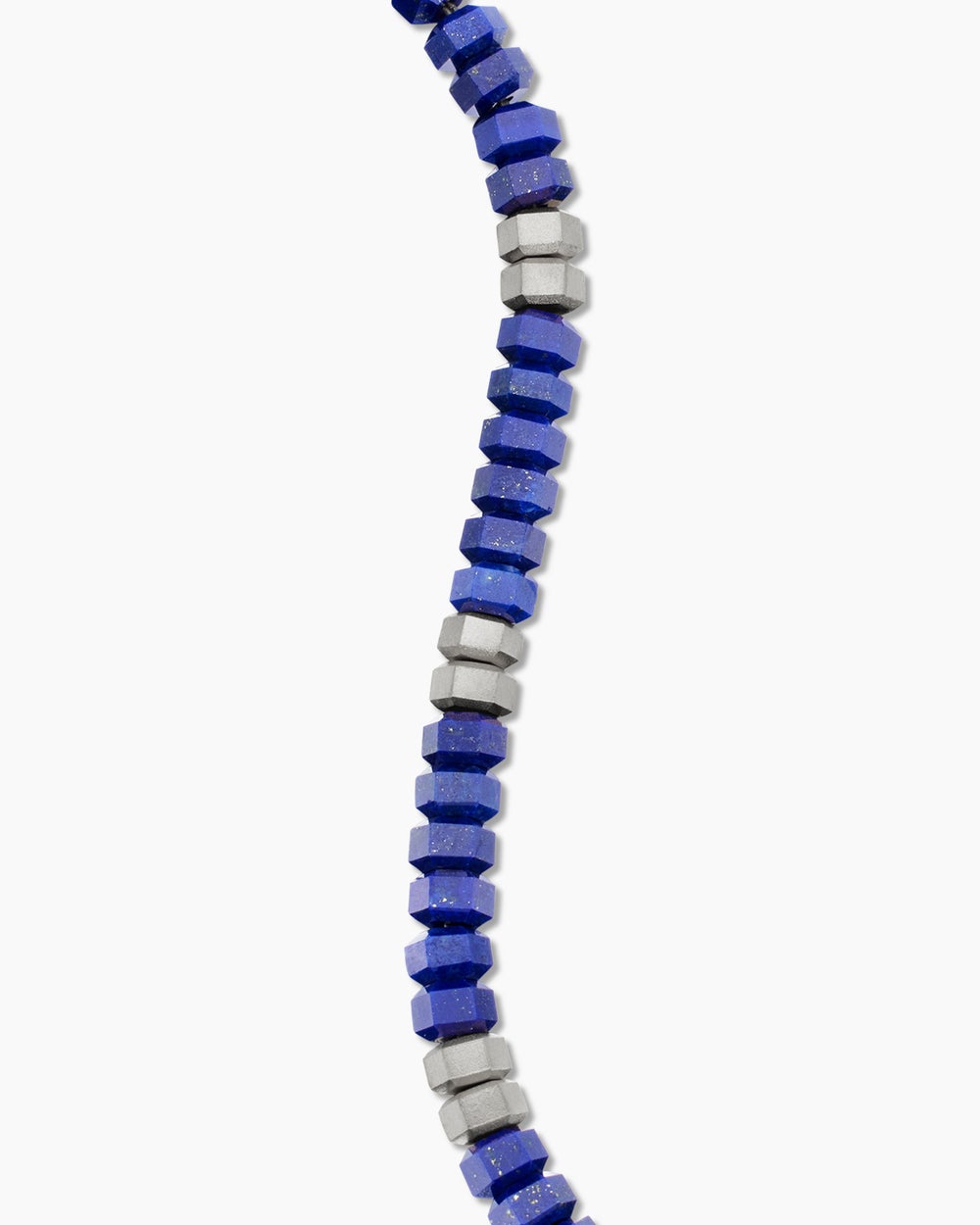 Mens Hex Bead Bracelet in Sterling Silver with Lapis, 6mm