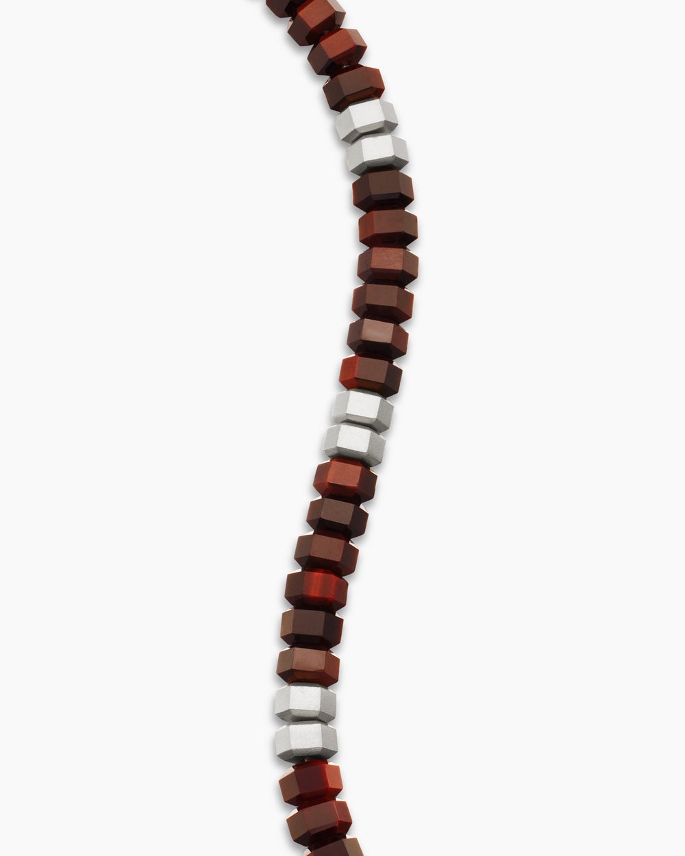 Mens Hex Bead Bracelet in Sterling Silver with Red Tiger’s Eye, 6mm