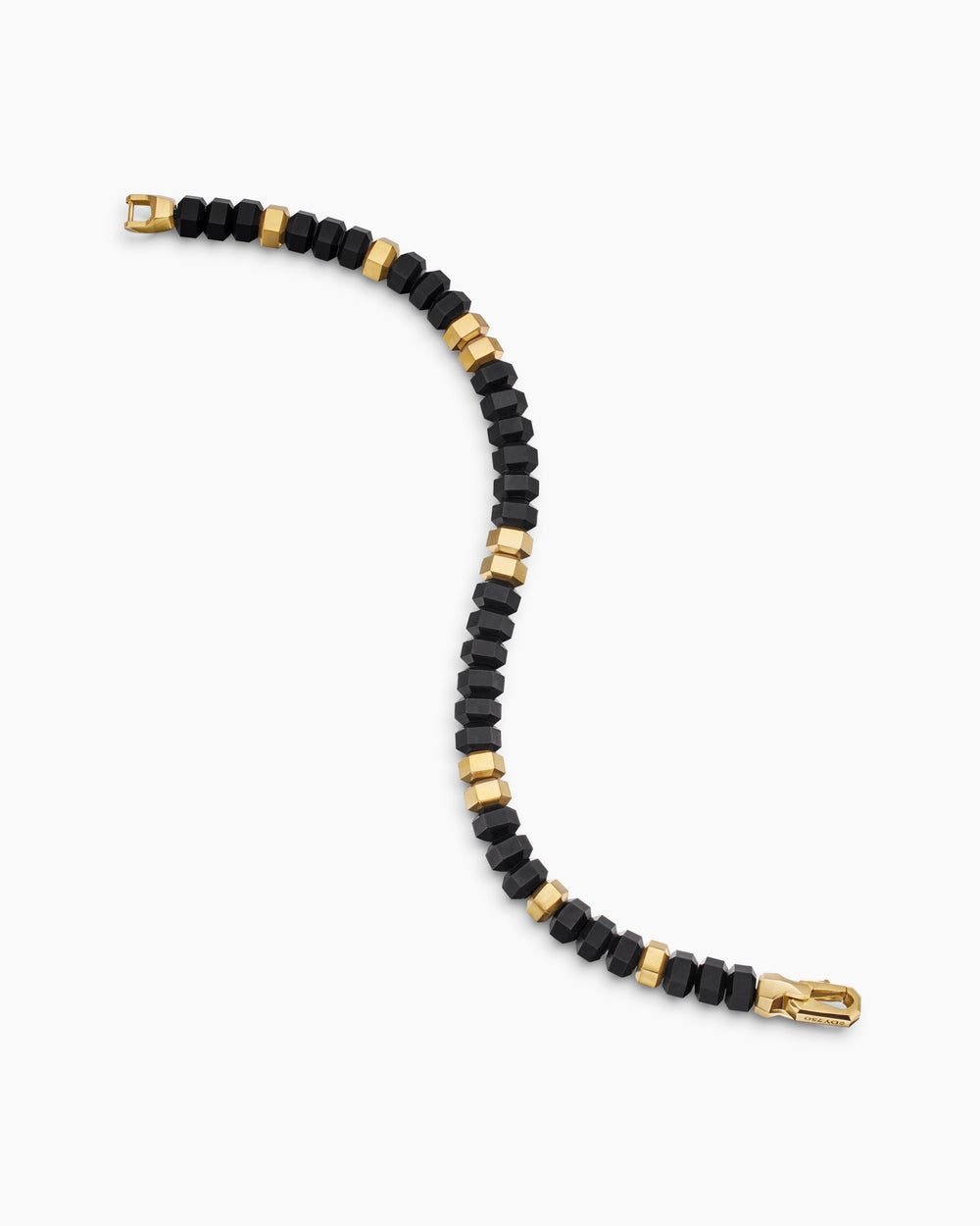 Mens Hex Bead Bracelet with 18K Yellow Gold, 8mm