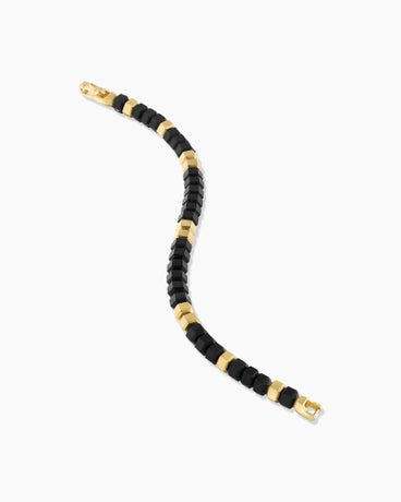 Hex Bead Bracelet with Black Onyx and 18K Yellow Gold, 8mm