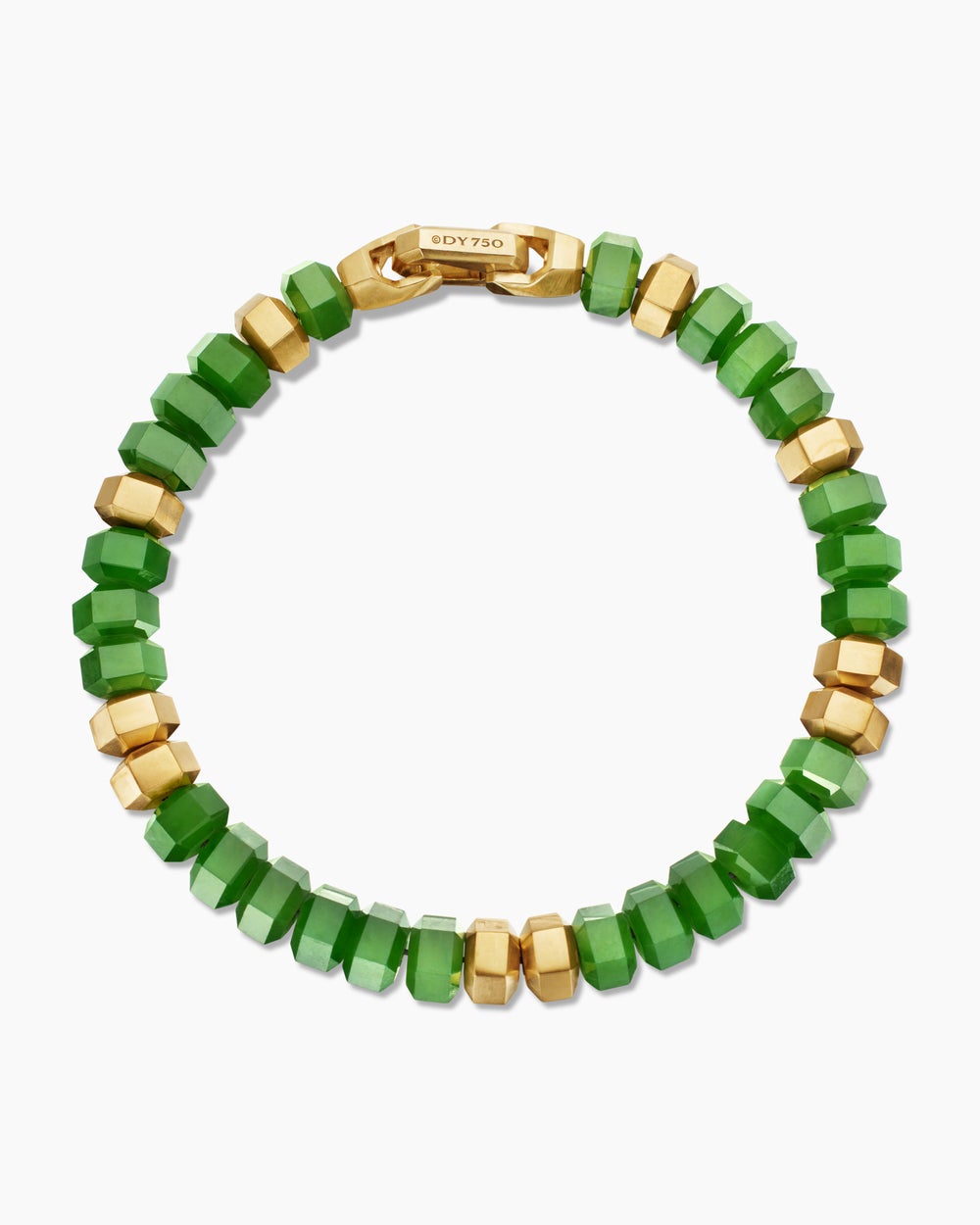 Mens Hex Bead Bracelet with 18K Yellow Gold, 8mm
