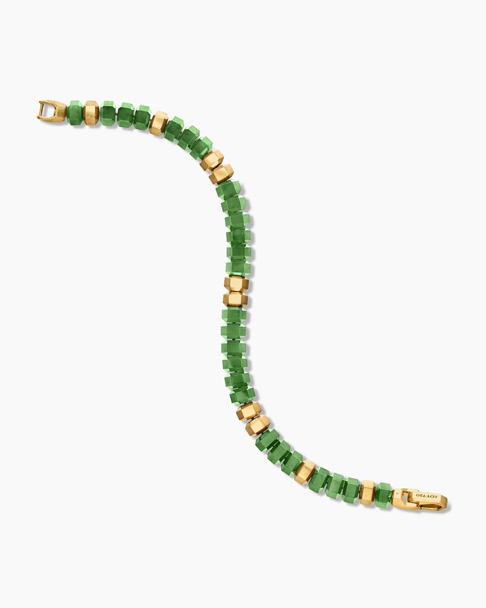 Mens Hex Bead Bracelet with 18K Yellow Gold, 8mm